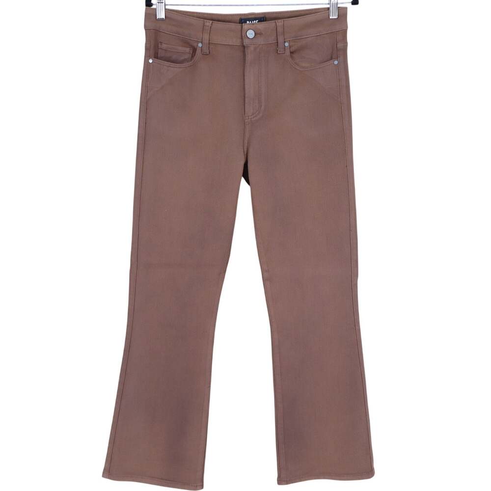 PAIGE Claudine Coated Jeans Cognac Ankle Flare High Rise Zip Fly Women's 30